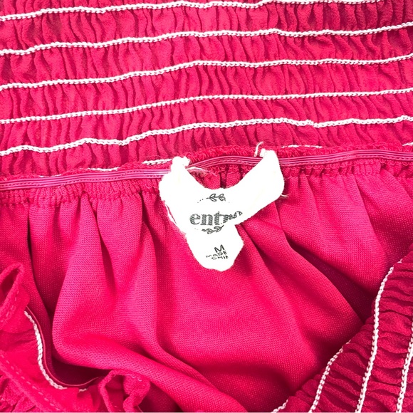 Entro Fuchsia Off The Shoulder Tiered Bell Sleeve Blouse M - Picture 6 of 7